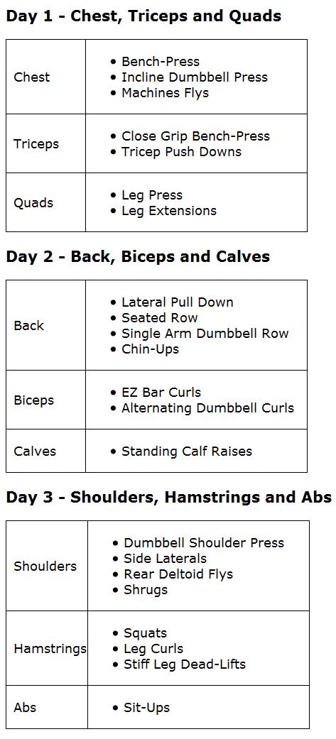 Trainingsplan 3er Split - Übungsbeispiele